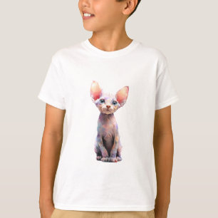 Lebendige Wasserfarbe Pastell Sphynx Katze Kinder T-Shirt