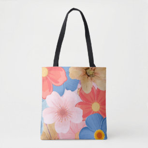 Lebendige Wasserfarben-Blumengarten-Muster-Tasche