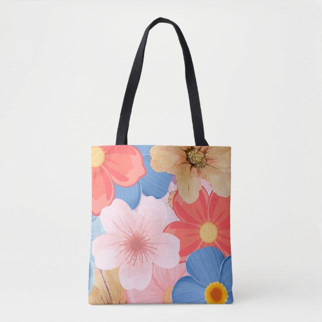 Lebendige Wasserfarben-Blumengarten-Muster-Tasche (Vorderseite)