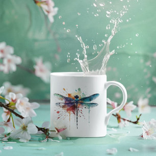 Lebendige Wasserfarbendragonfly Kaffeetasse