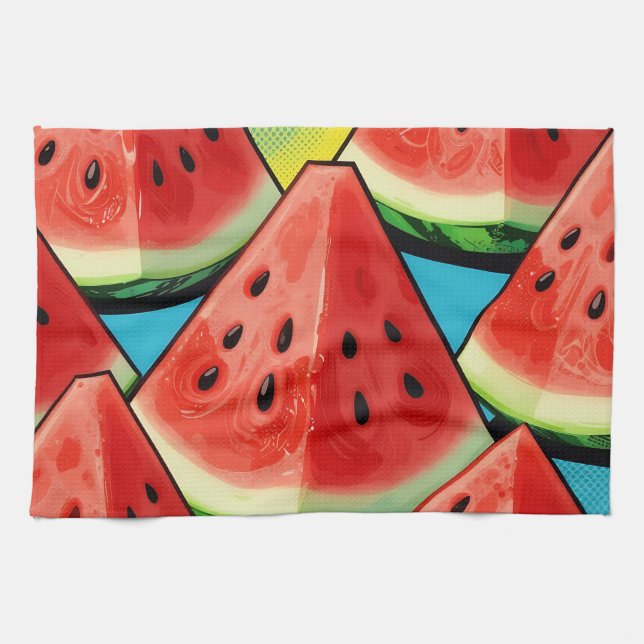 Lebendige Wassermelonen-Scheiben Pop Art Geschirrtuch (Horizontal)