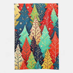 Lebendige Weihnachtsbaum-Muster-Kunst Geschirrtuch