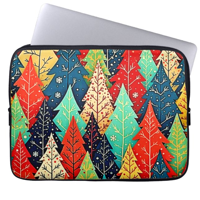 Lebendige Weihnachtsbaum-Muster-Kunst Laptopschutzhülle (Vorderseite)