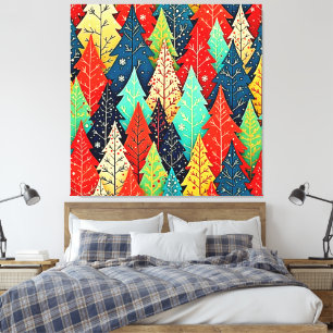 Lebendige Weihnachtsbaum-Muster-Kunst Leinwanddruck