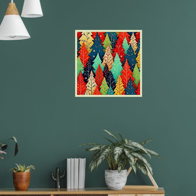 Lebendige Weihnachtsbaum-Muster-Kunst Poster (Wohnzimmer 1)