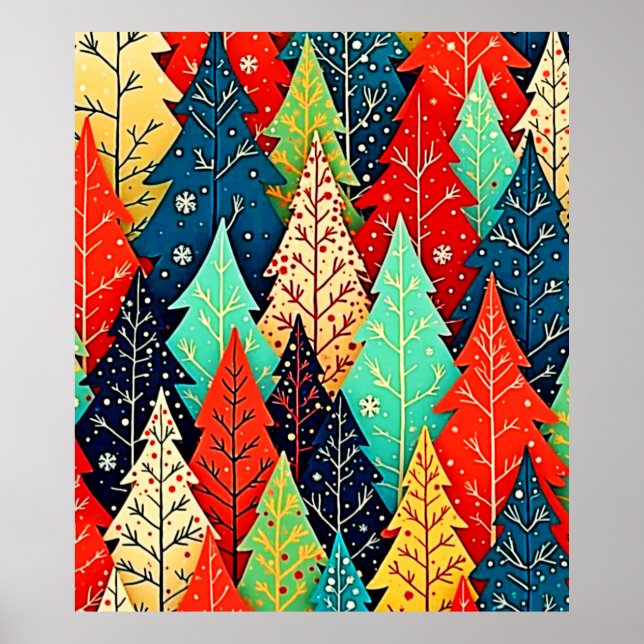 Lebendige Weihnachtsbaum-Muster-Kunst Poster (Vorne)