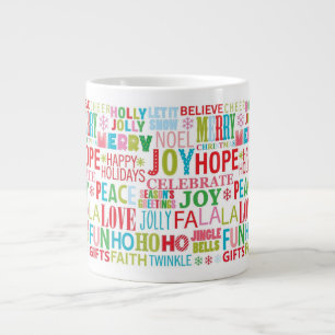 Lebendige Weihnachtstypografie-Tasse Jumbo-Tasse