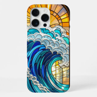 Lebendige Wellen und Sonnenstrahlen Buntglas – Kun iPhone 16 Pro Max Hülle