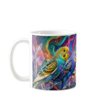 Lebendige Wellensittiche. Tasse