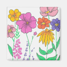 Lebendige whimsical bemalte Blumen Magnet
