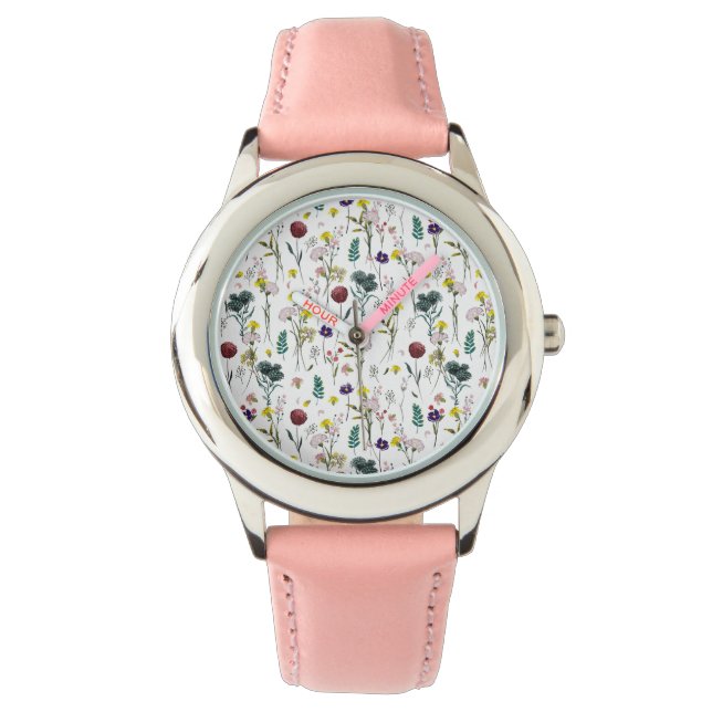 Lebendige Wildblume  Armbanduhr (Vorderseite)