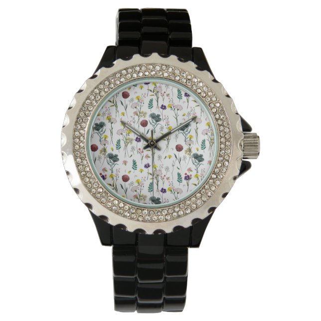 Lebendige Wildblume  Armbanduhr (Vorderseite)