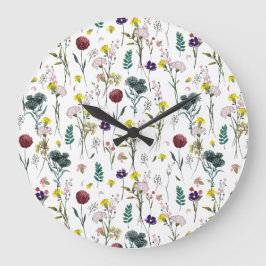 Lebendige Wildblume Große Wanduhr