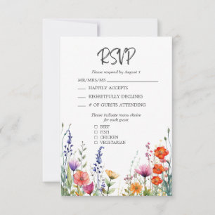 Lebendige Wildblumen Elegante Hochzeits-RSVP-Karte RSVP Karte