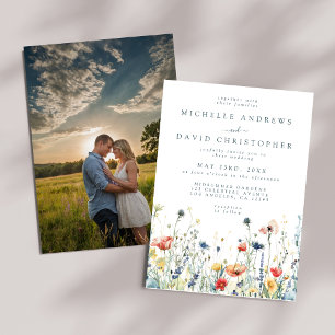 Lebendige Wildblumen-Foto-Hochzeitseinladung Einladung
