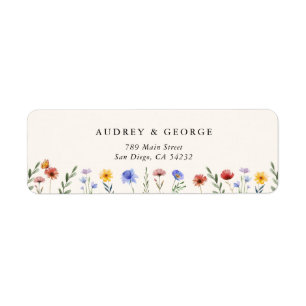 Lebendige Wildblumen Hochzeit Rücksendeadresse