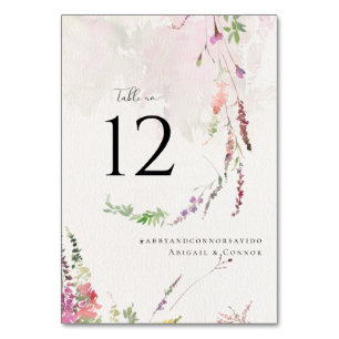 Lebendige Wildblumen Rosa Violett Gelb Tischnummer