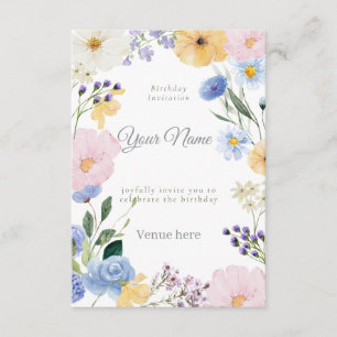 Lebendige Wildblumenwiese-Birthday-Einladung Einladung