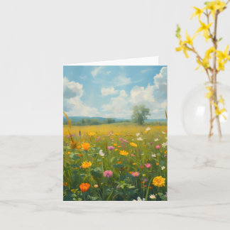 Lebendige Wildblumenwiese Ölmalerei-Stil Flora Karte