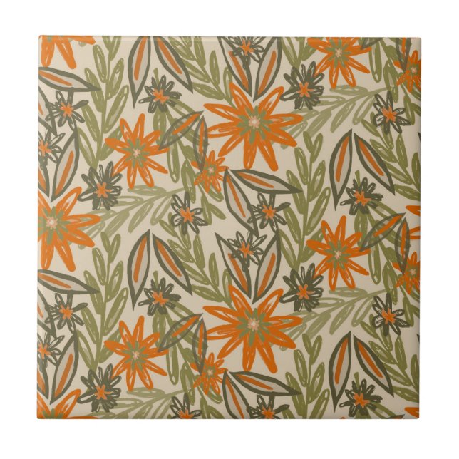 Lebendige Wilderness Garden Bloms farbenfrohe Blum Fliese (Vorderseite)