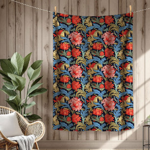 Lebendige William Morris Timeless Floral Elegance Fleecedecke