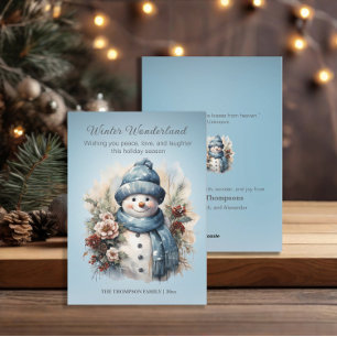 Lebendige Winter-Wunderland-Schneemann-Eisblau Feiertagskarte