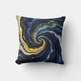 Lebendige Wirbel aus Blau und Gold 2 Kissen