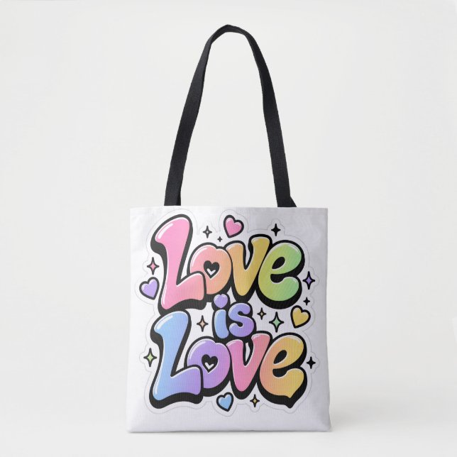 Lebendige Y2K-Regenbogen-Graffiti-Liebe-ist-Liebe- (Vorderseite)