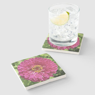 Lebendige Zinnienblumen-Foto Steinuntersetzer