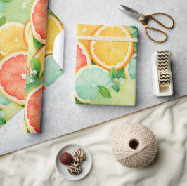 Lebendige Zitronenscheibe Wasserfarben-Wrap Geschenkpapier