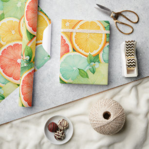Lebendige Zitronenscheibe Wasserfarben-Wrap Geschenkpapier