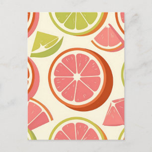 Lebendige Zitrus-Grapefruit-Orangen-Limettenscheib Postkarte