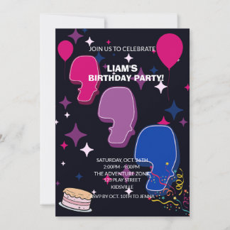 Lebendiger 6. Geburtstag | Rosa Blaues Konfetti Einladung