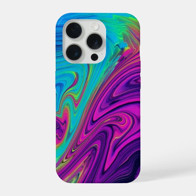 Lebendiger abstrakter Farbschwung | Neon-Flüssigku iPhone Hülle (Rückseite)