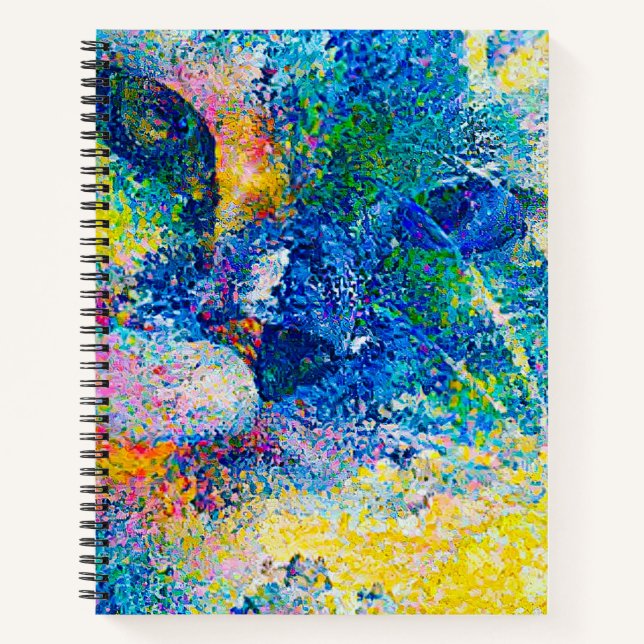 Lebendiger abstrakter Katzenkunst-Druck Notizbuch (Vorderseite)