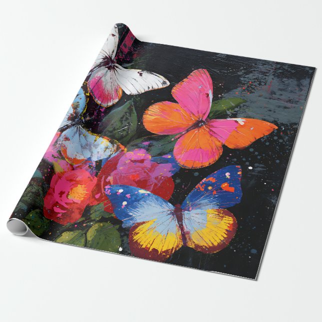 Lebendiger abstrakter Schmetterlingsflug (10) Geschenkpapier (Ungerollt)