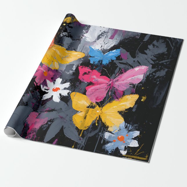 Lebendiger abstrakter Schmetterlingsflug (5) Geschenkpapier (Ungerollt)