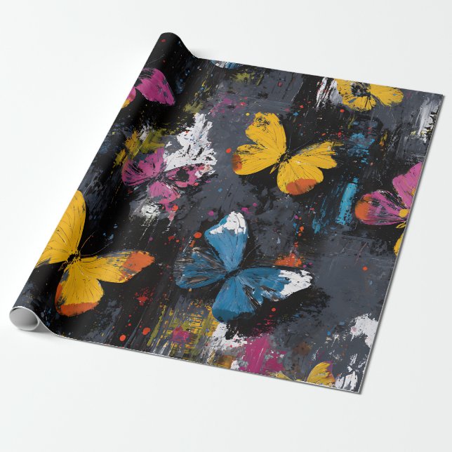 Lebendiger abstrakter Schmetterlingsflug (8) Geschenkpapier (Ungerollt)