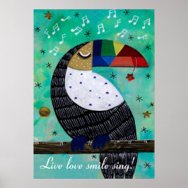 Lebendiger Acrylpapagei mit Liebe Poster