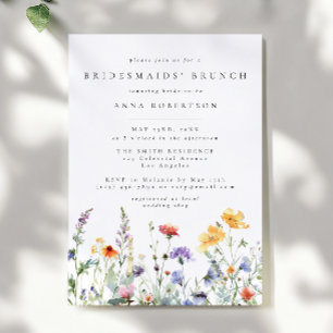 Lebendiger Aquarell-Blumen-Brunch für Brautjungfer Einladung