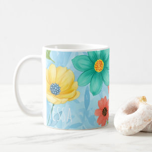 Lebendiger Aquarell-Garten Florale Pastell-Botanik Kaffeetasse