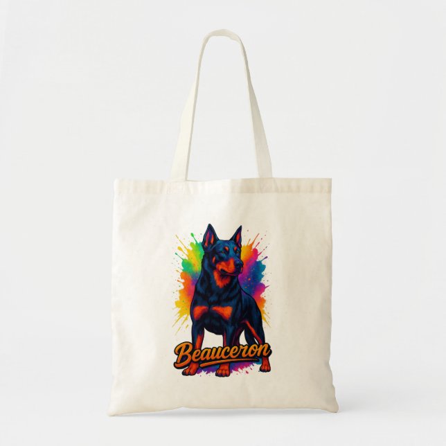 Lebendiger Beauceron Pop Art Tragetasche (Vorne)
