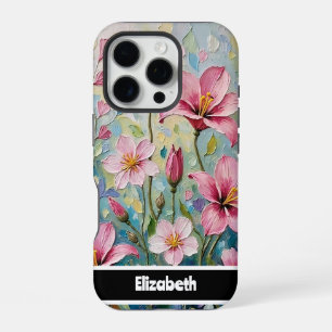 Lebendiger bemalter Blumengarten Smartphone iPhone 16 Pro Hülle