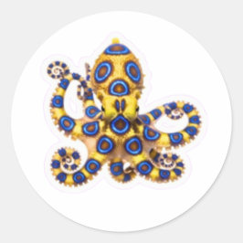 Lebendiger Blauring-Oktopus-Aufkleber - Exotische Runder Aufkleber