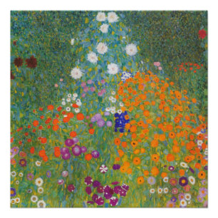 Lebendiger Blumengarten - Gustav Klimt Glossy Post Poster
