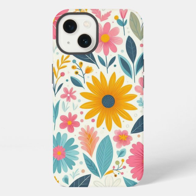 Lebendiger Blumengarten iPhone Hülle (Rückseite)