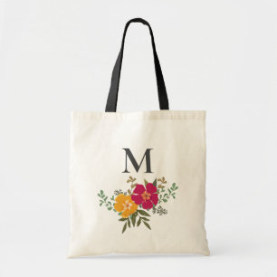 Lebendiger Blumenstrauß Brautjungfer Monogramm Tragetasche