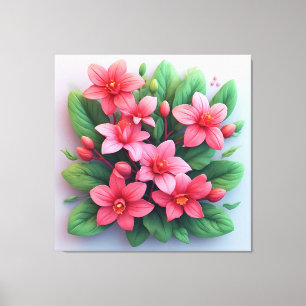 Lebendiger Blumenstrauß mit rosa Blüten Leinwanddruck