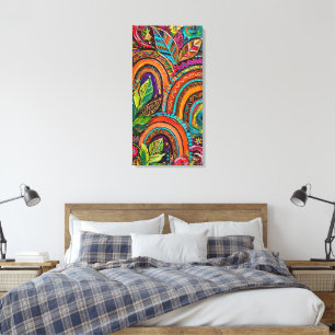 Lebendiger Boho-Stammes-Regenbogen-Abstrakt-Leinwa Leinwanddruck