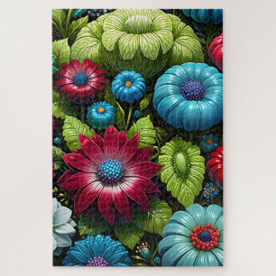 Lebendiger Botanischer Fantasy-Garten Blumen Puzzle